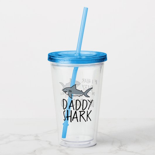 2-zijdig Funny Baby Shark met papa Shark Acryl Drinkbeker (Achterkant)