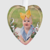 2-zijdig Gold Lijst Baby 1e x Holly & Pine Ornament (voorkant)