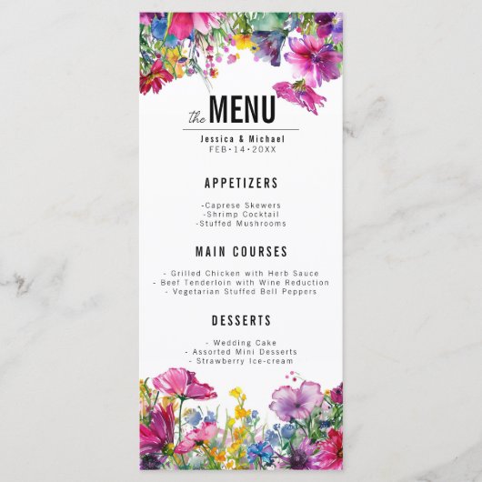 2 zijdig huwelijksmenu Meadow Bloom collectie Menu (Voorkant)