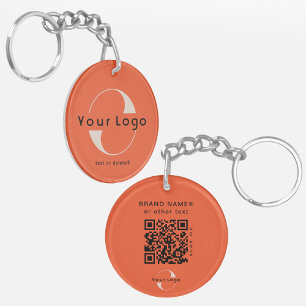 2-zijdig logo & QR-code op Orange Company Business Sleutelhanger