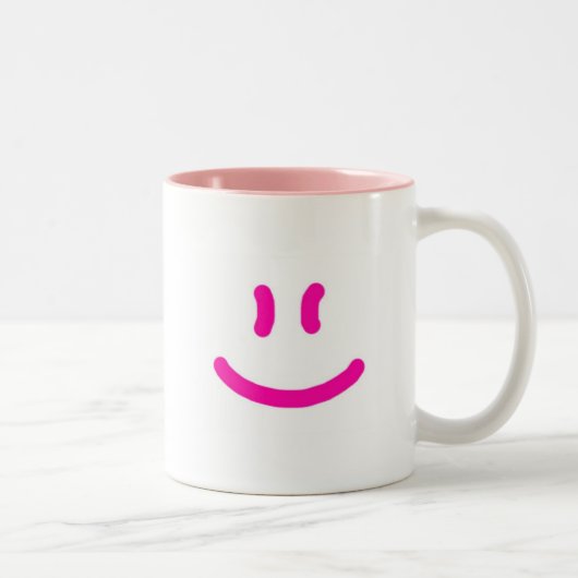 2-zijdig Meer Happy/Smile-roze Tweekleurige Koffiemok (Rechts)