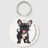 2 zijdig met aangepaste tekst, franse puppy sleutelhanger (Voorkant)