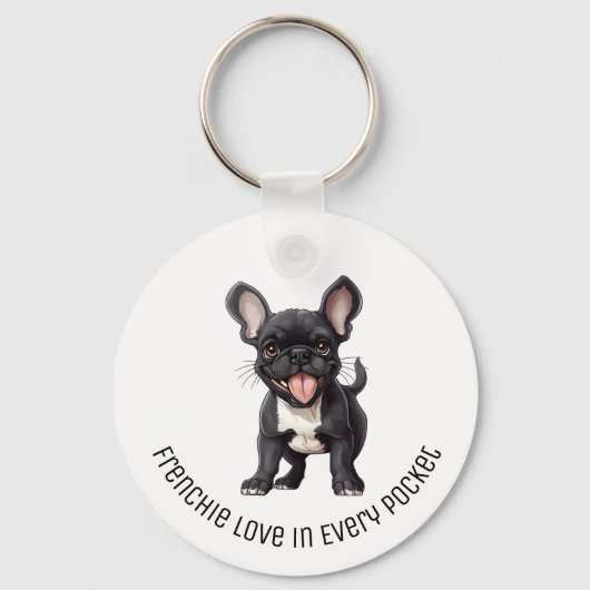 2 zijdig met aangepaste tekst, franse puppy sleutelhanger (Achterkant)