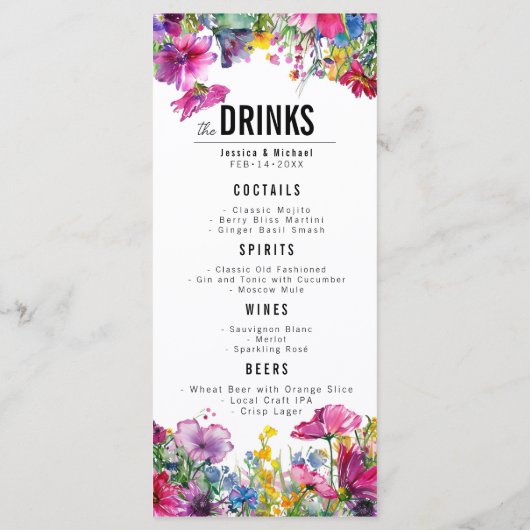2-zijdige bruiloft MENU & DRINKEN Meadow Bloom (Achterkant)