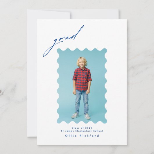 2-zijdige foto 2025 Elementary Afstuderen Wavy Bor Aankondiging (Voorkant)