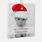 2-zijdige kerstrode tekst op maat keramisch ornament (Rechts)