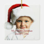 2-zijdige kerstrode tekst op maat keramisch ornament (Achterkant)