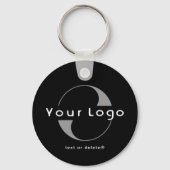 2-zijdige Logo- en QR-code op zwart bedrijf K Sleutelhanger (Voorkant)