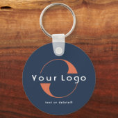 2-zijdige Logo & QR-code op Blue Company Business Sleutelhanger (Voorkant)