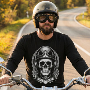 2-zijdige op maat gemaakte Biker Schedel Motor Lan T-shirt