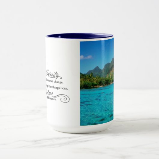 2-zijdige Serenity Prayer & Bora Bora Island Mok (Midden)