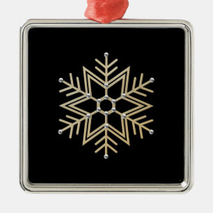 2-Zilver en Gold Snowflake 3-D-look Metalen Ornament