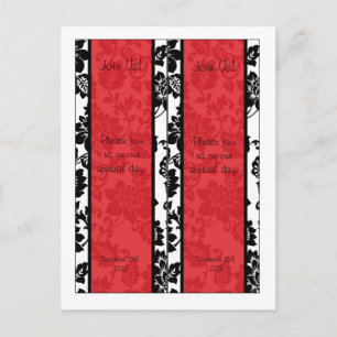 2 Zwart/Rode Bloemen Damask bruiloft Bladwijzer Briefkaart