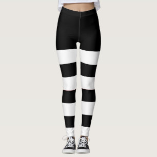 2 zwarte en witte strepen, zonder been, voor dames leggings