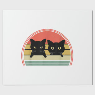 2 Zwarte Katten Peeking Retro Cat Animal Love Cadeaupapier