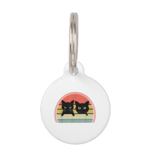 2 Zwarte Katten Peeking Retro Cat Animal Love Huisdierpenning