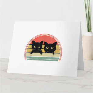 2 Zwarte Katten Peeking Retro Cat Animal Love Kaart