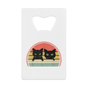 2 Zwarte Katten Peeking Retro Cat Animal Love Kredietkaart Flessenopener