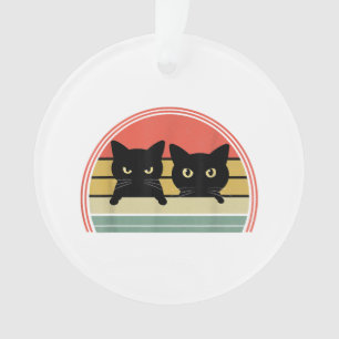 2 Zwarte Katten Peeking Retro Cat Animal Love Ornament