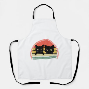 2 Zwarte Katten Peeking Retro Cat Animal Love Schort