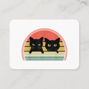 2 Zwarte Katten Peeking Retro Cat Animal Love Visitekaartje