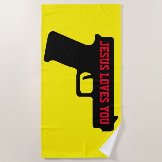 2A - JESUS VOUS AIME Serviette de plage (Devant)