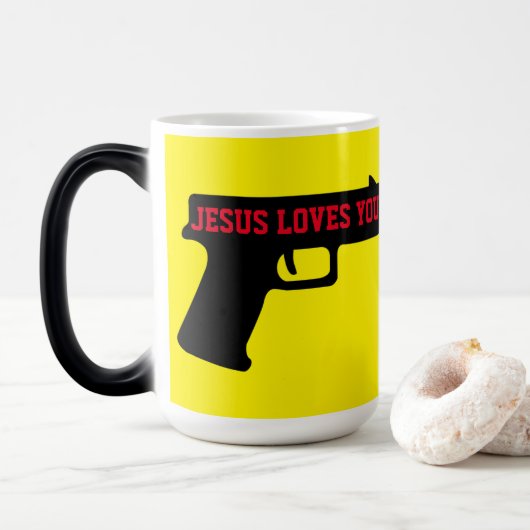 2A - JÉSUS VOUS AIME Tasse Morphing 15 Oz. (Avec donut)