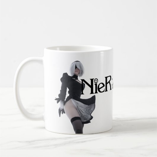 2B Nier Automata Blanc brillant Mug (Gauche)