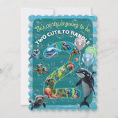 2Cute2Handle Flat Scalloped Birthday Invitation Kaart (Voorkant)