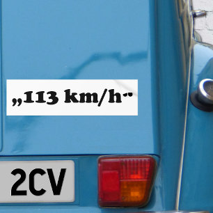 2CV 113 kmh Oldtimer Speedlimit Typografie Bumpersticker