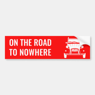 2CV de BUMPERSTICKER van de "WEG NERGENS"