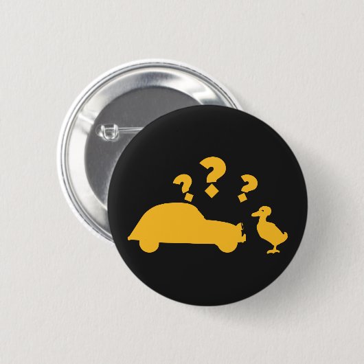 2CV Deux Chevaux Meets Gele Eend Ronde Button 5,7 Cm (Voorkant /achterkant)