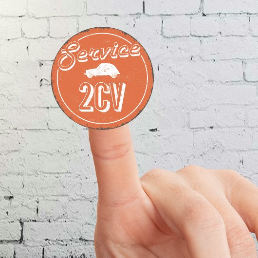 2CV Service Vintage Ronde Sticker