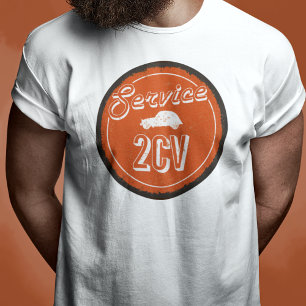 2CV Service Vintage Sinaasappel Carshop Typografie T-shirt