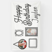 2D Birthday Party Comic Style Spandoek (Verticaal)