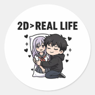 2D > Echt Leven Ronde Sticker