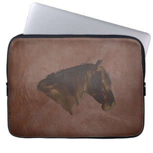 2D Fotostaal van Faux-leder met 2D-paardenkop Laptop Sleeve
