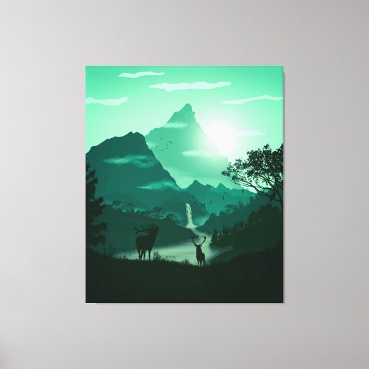 2D groen berglandschap Canvas Afdruk (Voorkant)