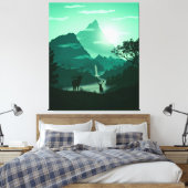 2D groen berglandschap Canvas Afdruk (Insitu (Slaapkamer))
