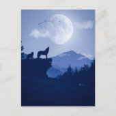 2D Howling wolf landschap Briefkaart (Voorkant)