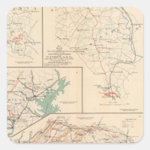 2d Korps AN Va, kampen, picknuppels, routes Vierkante Sticker