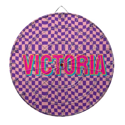 2D Retro Colorful Lettering Name Dartbord (Voorkant)
