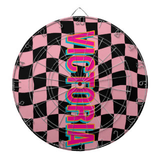 2D Retro Colorful Lettering Name Pink Black Dartbord