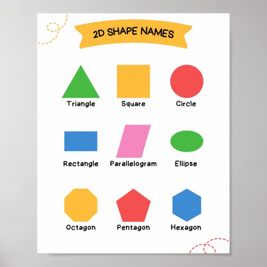 2D Shape Namen School Onderwijs Leren Poster (Voorkant)