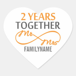 2de Jubileum en Mrs Infinity gepersonaliseerd Hart Sticker