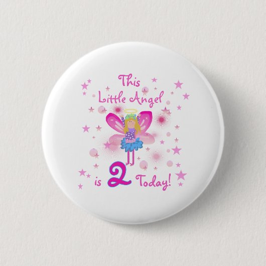 2de Little Angel Birthday Ronde Button 5,7 Cm (Voorkant)