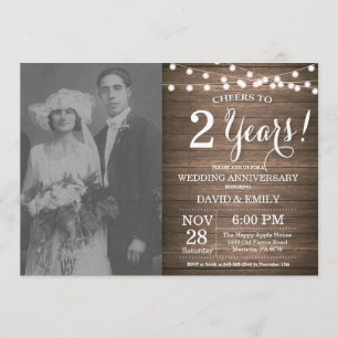 2de trouwjubileum Rustic Wood Kaart