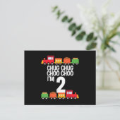 2de verjaardag Chug Chug Choo Choo Ik ben twee tre Aankondigingskaart (Staand voorkant)