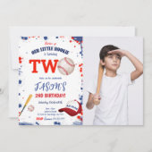 2de verjaardag honkbal foto uitnodiging (Voorkant)