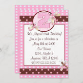 2de verjaardag roze dragonfly meisjes uitnodigen kaart (Voorkant / Achterkant)